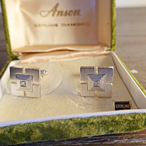 Men's Diamond and Sterling Silver Cufflinks